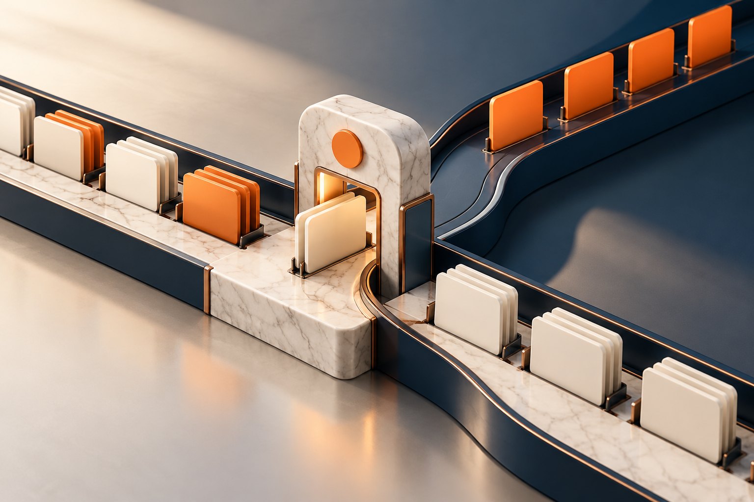 Branching process track with an approval gate