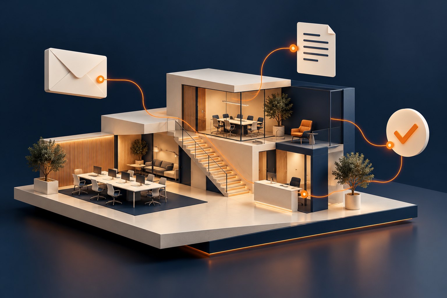 Connected workplace request and approval concept