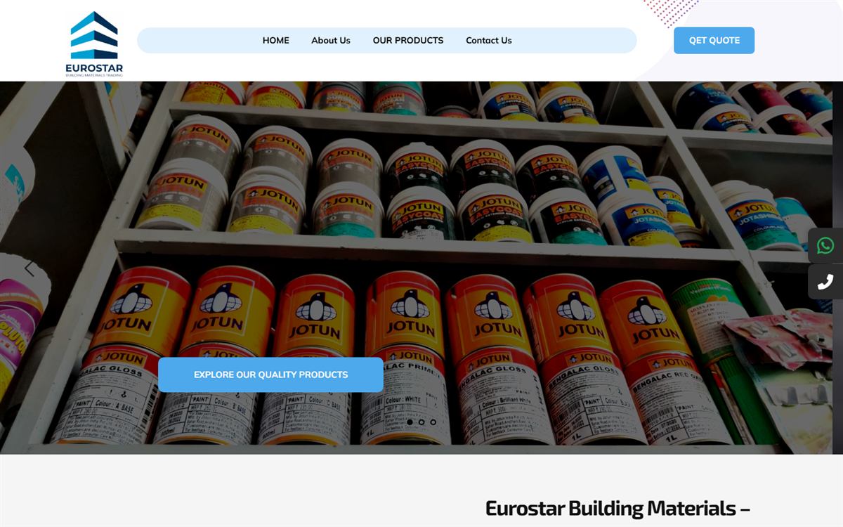 Eurostar Building Materials website screenshot