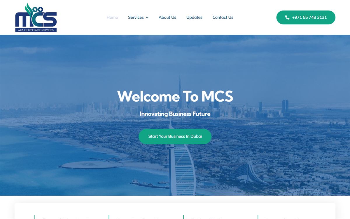 MCS UAE website screenshot